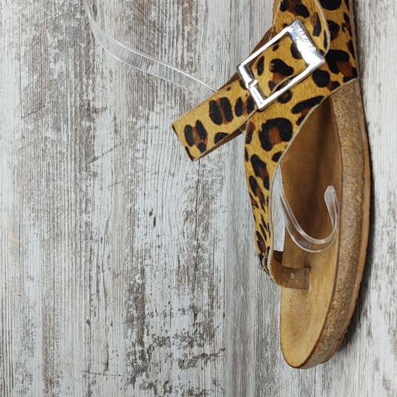 🟥Yokono Leopard Calf Hair Ibiza Thong Cork Sandal - Picture 2 of 16